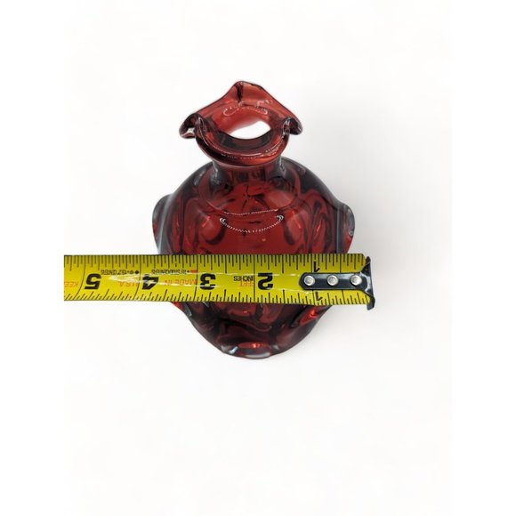 Vintage Aseda Swedish Art Glass Bergstrom Ruby Thumbprint Glass Decanter 7 in - Picture 14 of 14